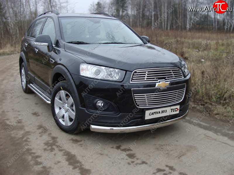 1 000 000 р. Защита переднего бампера овальная 75х42 мм ТСС тюнинг  Chevrolet Captiva (2013-2016) 2-ой рестайлинг (нержавейка)  с доставкой в г. Керчь