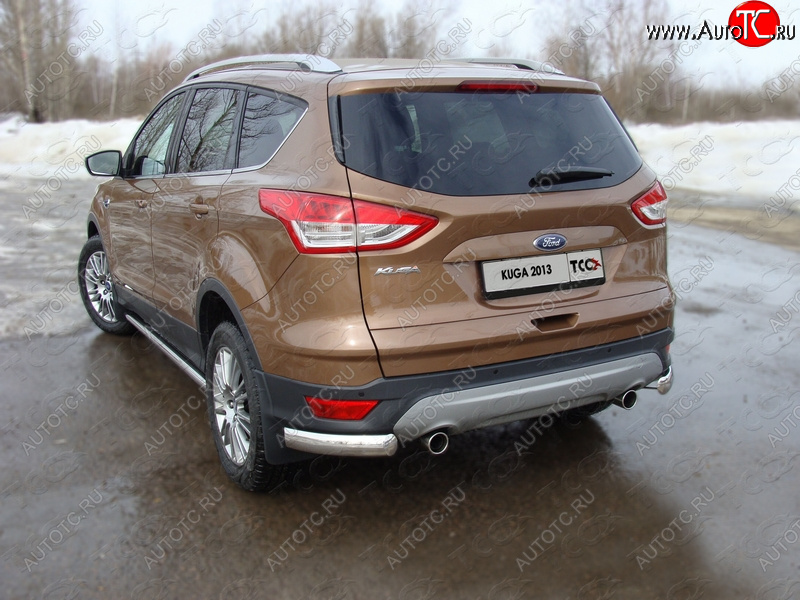 1 000 000 р. Защита задняя уголки овальные 75х42 мм, ТСС Тюнинг Ford Kuga 2 дорестайлинг (2013-2016)  с доставкой в г. Керчь
