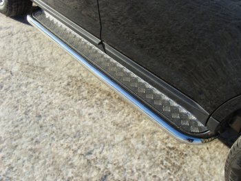 Пороги с площадкой 60,3 мм ТСС Тюнинг Ford Edge CD539 дорестайлинг (2015-2018) (серые)