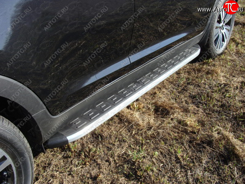 1 000 000 р. Пороги алюминиевые с пластиковой накладкой ТСС Тюнинг  Ford Edge ( U387,  CD539) (2011-2018) рестайлинг, дорестайлинг (серые)  с доставкой в г. Керчь