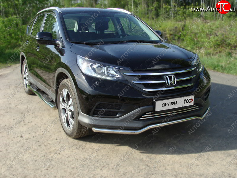 1 000 000 р. Пороги овальные с накладкой 120х60 мм ТСС Тюнинг  Honda CR-V  RM1,RM3,RM4 (2012-2015) дорестайлинг (серые)  с доставкой в г. Керчь