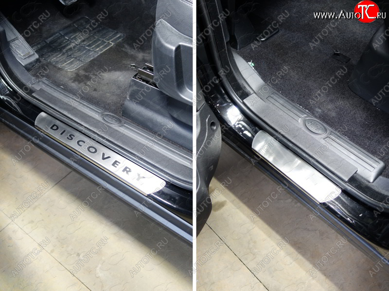 1 000 000 р. Накладки на порожки салона ТСС Тюнинг  Land Rover Discovery  4 L319 (2009-2016) (лист шлифованный надпись Discovery)  с доставкой в г. Керчь