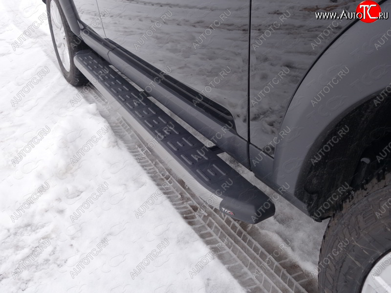 21 349 р. Пороги алюминиевые с пластиковой накладкой ТСС Тюнинг  Land Rover Discovery  4 L319 (2009-2016) (карбон серые)  с доставкой в г. Керчь