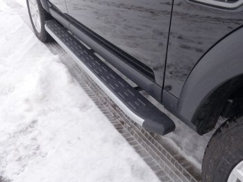 Пороги алюминиевые с пластиковой накладкой, ТСС Тюнинг Land Rover Discovery  4 L319 (2009-2016) (карбон серебро)