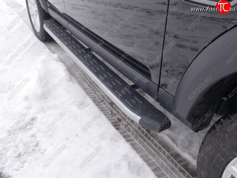 21 349 р. Пороги алюминиевые с пластиковой накладкой, ТСС Тюнинг  Land Rover Discovery  4 L319 (2009-2016) (карбон серебро)  с доставкой в г. Керчь