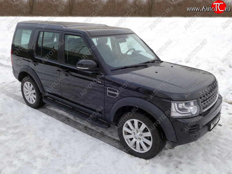 21 349 р. Пороги алюминиевые с пластиковой накладкой ТСС Тюнинг  Land Rover Discovery  4 L319 (2009-2016) (карбон черные)  с доставкой в г. Керчь