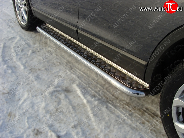 1 000 000 р. Пороги с площадкой 60,3 мм ТСС Тюнинг  Mazda CX-9  TB (2012-2015) 2-ой рестайлинг (серые)  с доставкой в г. Керчь