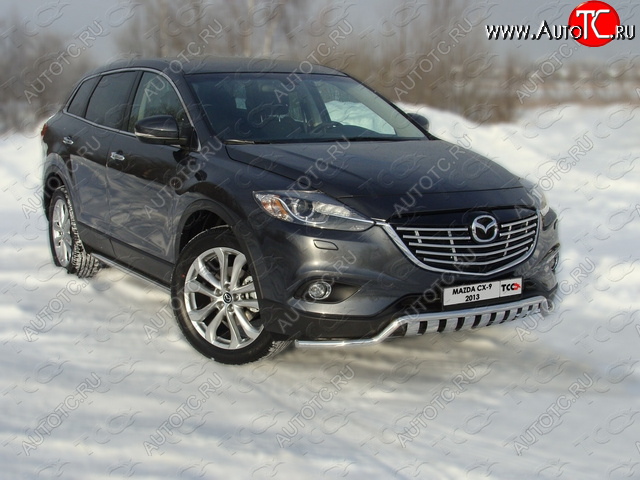 1 000 000 р. Защита переднего бампера нижняя с вставкой 42,4 мм ТСС Тюнинг  Mazda CX-9 ( TB,  TC) (2012-2025) 2-ой рестайлинг, дорестайлинг (нержавейка)  с доставкой в г. Керчь
