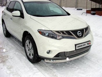 Защита переднего бампера нижняя овальная 75х42 мм ТСС Тюнинг Nissan Murano  2 Z51 (2010-2016) рестайлинг (нержавейка)