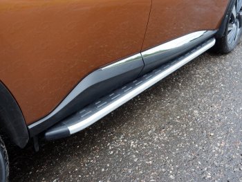 Пороги алюминиевые с пластиковой накладкой ТСС Тюнинг Nissan Murano  2 Z51 (2010-2016) рестайлинг (серые)