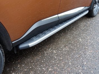 Пороги алюминиевые с пластиковой накладкой ТСС Тюнинг Nissan Murano  2 Z51 (2010-2016) рестайлинг (карбон серые)