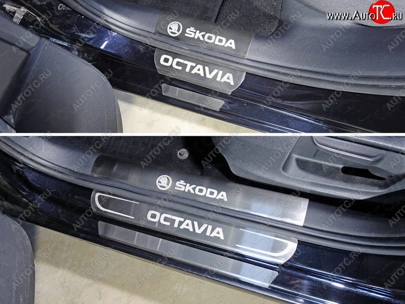 1 000 000 р. Накладки на пороги внешние ТСС Тюнинг Skoda Octavia A7 дорестайлинг универсал (2012-2017) (Лист шлифованный)  с доставкой в г. Керчь