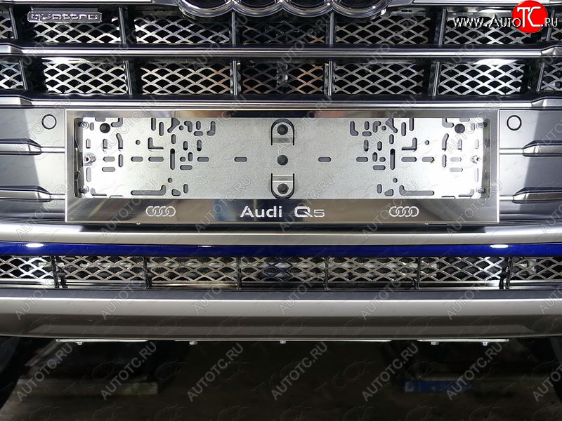 5 999 р. Рамка гос. номера ТСС Тюнинг Audi Q7 4M дорестайлинг (2015-2020) (нержавейка)  с доставкой в г. Керчь