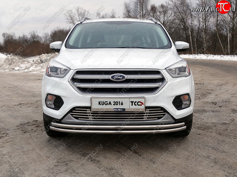 5 999 р. Рамка гос. номера ТСС Тюнинг Ford Kuga 2 рестайлинг (2016-2019) (нержавейка)  с доставкой в г. Керчь