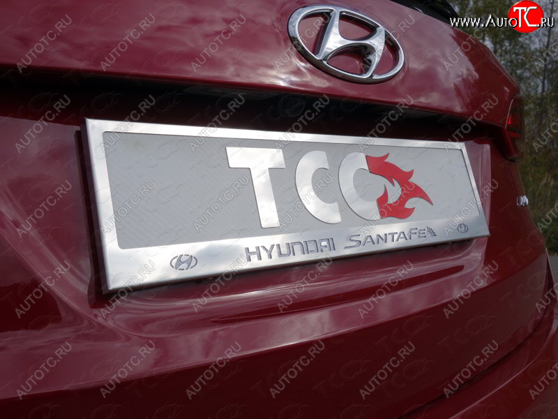 5 999 р. Рамка гос. номера ТСС Тюнинг Hyundai Santa Fe TM дорестайлинг (2018-2021) (нержавейка)  с доставкой в г. Керчь
