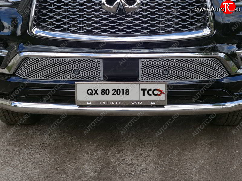 5 999 р. Рамка гос. номера ТСС Тюнинг  INFINITI QX80  Z62 (2018-2024) 2-ой рестайлинг (нержавейка)  с доставкой в г. Керчь