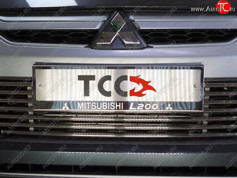 4 999 р. Рамка гос. номера ТСС Тюнинг Mitsubishi L200 5 KK,KL рестайлинг (2018-2022) (нержавейка)  с доставкой в г. Керчь