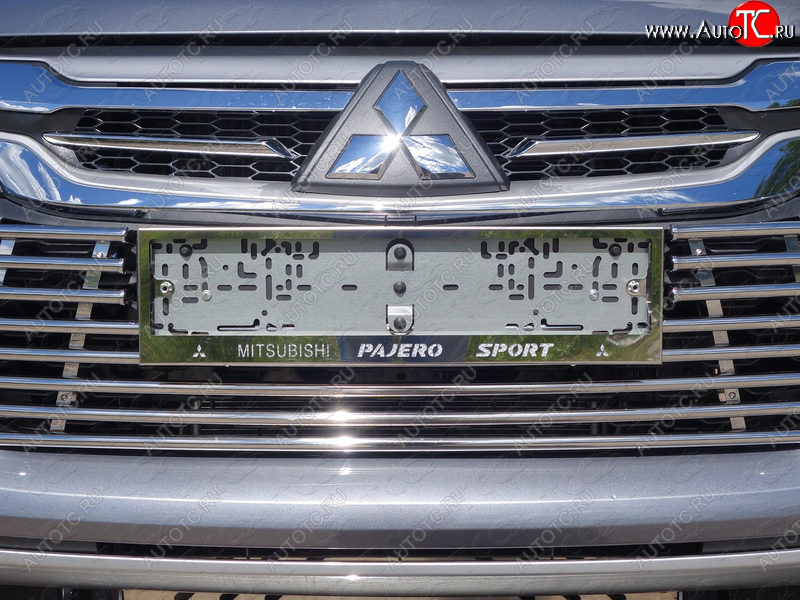 5 999 р. Рамка гос. номера ТСС Тюнинг Mitsubishi Pajero Sport QE дорестайлинг (2015-2021) (нержавейка)  с доставкой в г. Керчь
