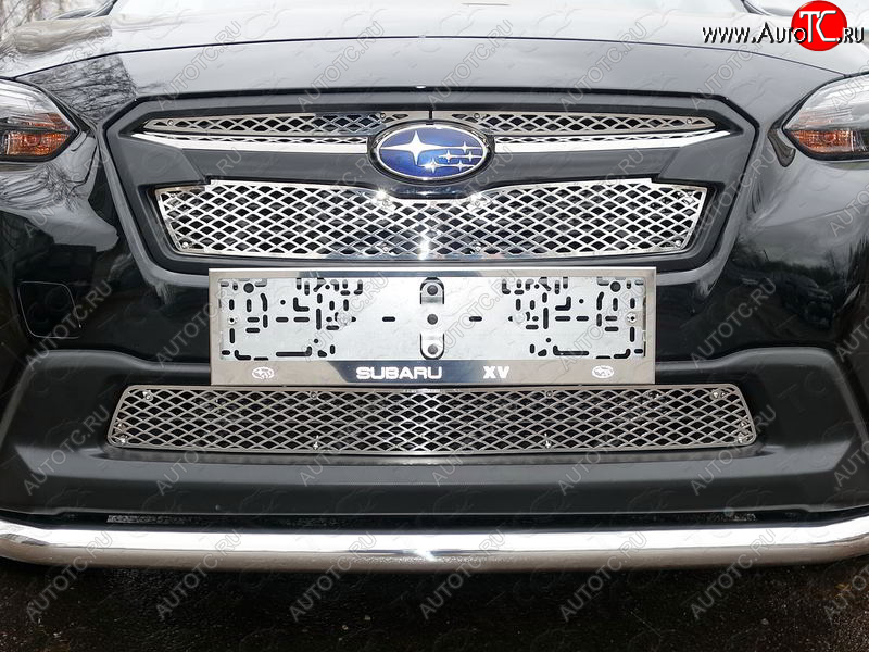 5 999 р. Рамка гос. номера ТСС Тюнинг Subaru XV GT/G24 дорестайлинг (2017-2021) (нержавейка)  с доставкой в г. Керчь