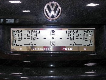 Рамка гос. номера ТСС Тюнинг Volkswagen Polo  5 (2015-2020) седан рестайлинг, хэтчбек рестайлинг (нержавейка)