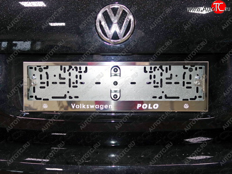 5 999 р. Рамка гос. номера ТСС Тюнинг Volkswagen Polo 5 седан рестайлинг (2015-2020) (нержавейка)  с доставкой в г. Керчь