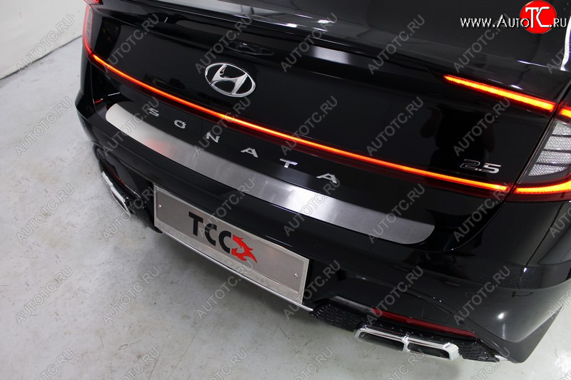 2 059 р. Накладка на задний бампер ТСС Тюнинг  Hyundai Sonata  DN8 (2019-2022) (Лист шлифованный)  с доставкой в г. Керчь