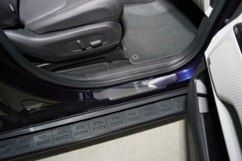 Накладки на порожки салона (передние) ТСС Тюнинг KIA Carnival  KA4 (2020-2023) минивэн дорестайлинг (Лист зеркальный)