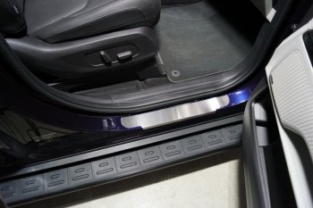 Накладки на пороги передние ТСС Тюнинг KIA Carnival  KA4 (2020-2023) минивэн дорестайлинг (Лист шлифованный)