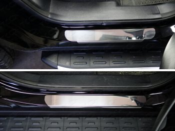 Накладки на пороги лист зеркальный ТСС Тюнинг Hyundai Santa Fe  DM (2015-2019) рестайлинг (Лист зеркальный)