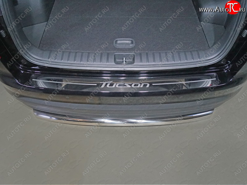 1 000 000 р. Накладка на задний бампер ТСС Тюнинг  Hyundai Tucson  TL (2018-2021) рестайлинг (Лист зеркальный, надпись Tucson)  с доставкой в г. Керчь
