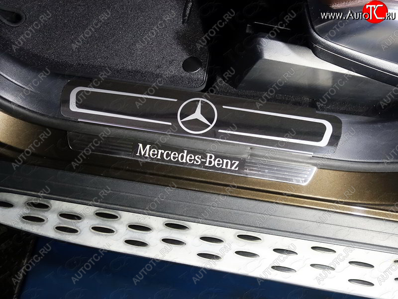 1 000 000 р. Накладки на пластиковые пороги ТСС Тюнинг  Mercedes-Benz ML class  W166 (2011-2015) (лист зеркальный логотип Mercedes)  с доставкой в г. Керчь