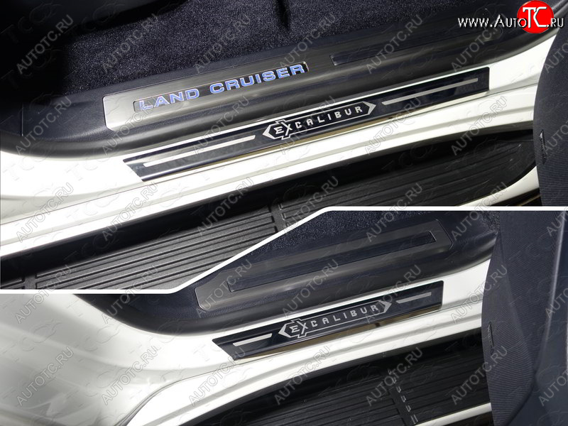 1 000 000 р. Накладки на пороги с гибом (4шт) ТСС Тюнинг  Toyota Land Cruiser  200 (2015-2021) 2-ой рестайлинг (лист зеркальный надпись Excalibur)  с доставкой в г. Керчь