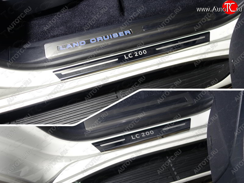 1 000 000 р. Накладки на пороги с гибом (4шт) ТСС Тюнинг  Toyota Land Cruiser  200 (2015-2021) 2-ой рестайлинг (лист зеркальный надпись LC 200)  с доставкой в г. Керчь