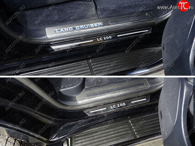 1 000 000 р. Накладки на пороги (4 шт) ТСС Тюнинг  Toyota Land Cruiser  200 (2015-2021) 2-ой рестайлинг (лист зеркальный надпись LC 200)  с доставкой в г. Керчь