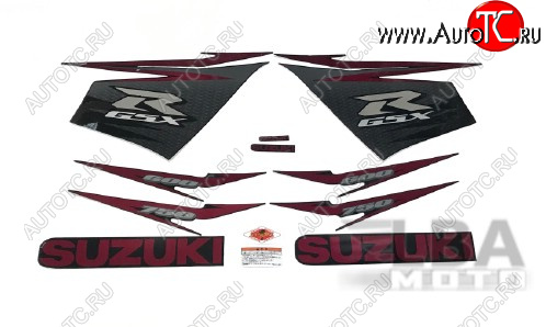 7 549 р. Комплект наклеек на пластик для мотоцикла Suzuki GSX-R600750 11-16 Черно-Красный  пм-00017748  с доставкой в г. Керчь