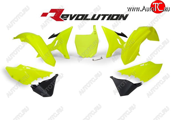 15 599 р. Комплект пластика R-Tech Yamaha YZ125250 02-18 (R-KITYZ0-GF0-REV) REVOLUTION неоновый желтыйчерный  r-kityz0-gf0-rev  с доставкой в г. Керчь