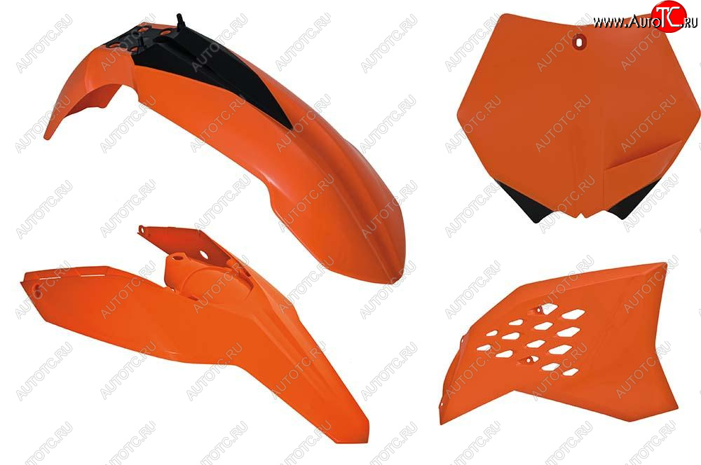 12 749 р. Компл. пласт. R-Tech KTM SXSXF 125-505 07-10, EXCEXCF 125-530 08-11 (R-KITKTM-OEM-505) оранжчерн.  r-kitktm-oem-505  с доставкой в г. Керчь
