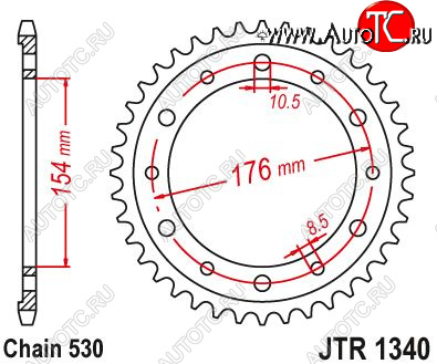 4 249 р. Звезда цепного привода JTR1340 43  jtr1340.43  с доставкой в г. Керчь