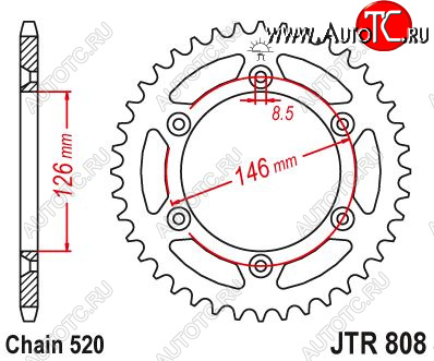 2 999 р. Звезда цепного привода JTR808 44  jtr808.44  с доставкой в г. Керчь