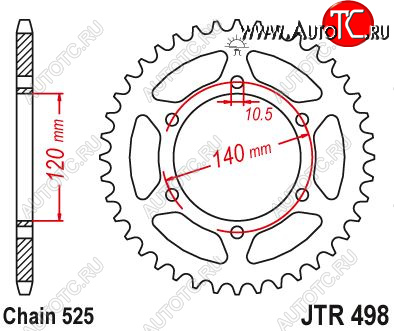 3 479 р. Звезда цепного привода JTR498 40  jtr498.40  с доставкой в г. Керчь