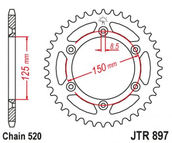 3 839 р. Звезда цепного привода JTR897.49SC  jtr897.49sc  с доставкой в г. Керчь. Увеличить фотографию 1