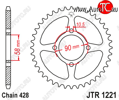 2 229 р. Звезда цепного привода JTR1221 44  jtr1221.44  с доставкой в г. Керчь