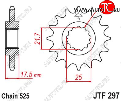 1 799 р. Звезда цепного привода JTF297 14  jtf297.14  с доставкой в г. Керчь