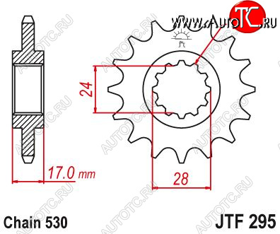 2 179 р. Звезда цепного привода JTF295 15  jtf295.15  с доставкой в г. Керчь