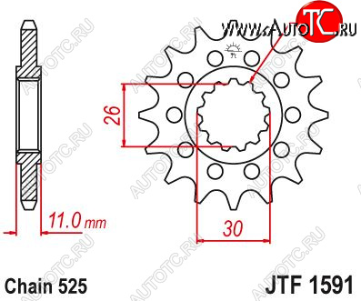 1 899 р. Звезда цепного привода JTF1591 16  jtf1591.16  с доставкой в г. Керчь