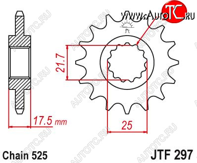 2 079 р. Звезда цепного привода JTF297 16  jtf297.16  с доставкой в г. Керчь