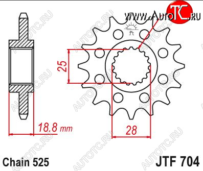 2 539 р. Звезда цепного привода JTF704 16  jtf704.16  с доставкой в г. Керчь