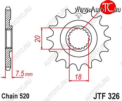 1 169 р. Звезда цепного привода JTF326 13  jtf326.13  с доставкой в г. Керчь
