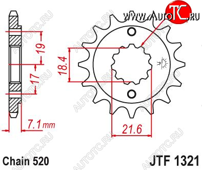 1 199 р. Звезда цепного привода JTF1321 14  jtf1321.14  с доставкой в г. Керчь