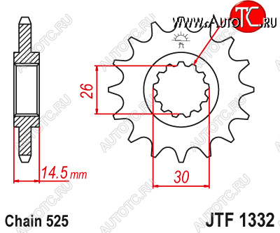 2 179 р. Звезда цепного привода JTF1332 16RB  jtf1332.16rb  с доставкой в г. Керчь